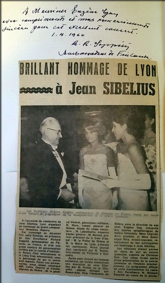 Eugène GAY, Hommage à Sibelius